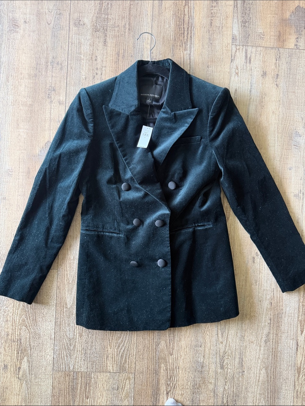 Banana Republic Dark Green Velvet Double-Breasted Blazer